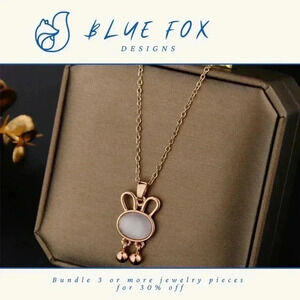 *NEW* 18K Gold  Plated Titanium Steel Abstract Bunny Pendant (ROSE GOLD)